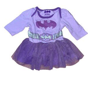 Baby Girls Batman Tutu Dress 0/3M Purple & Silver